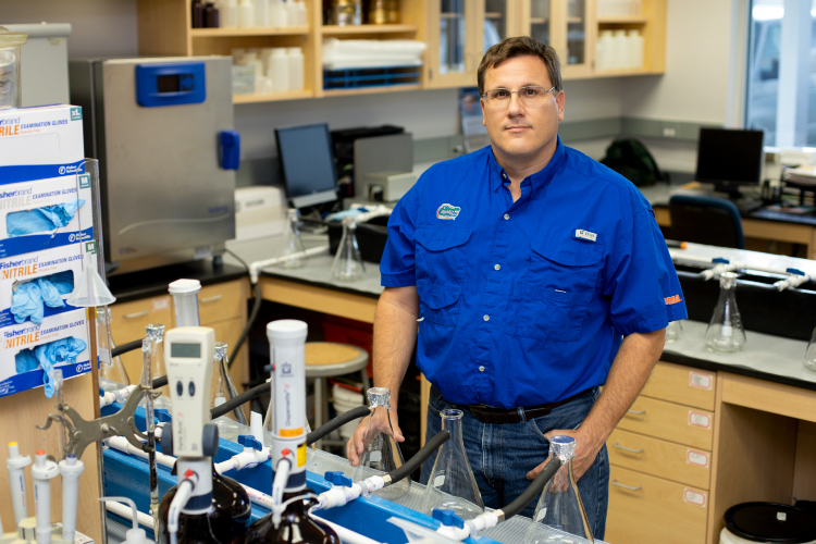 Dr. Alan Wright in his laboratory